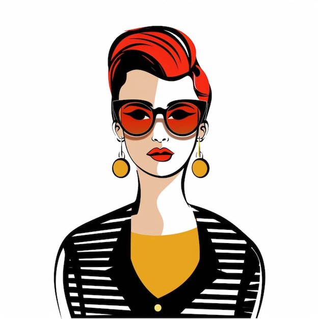 ilustracja przedstawiająca kobietę z rudymi włosami i okularami przeciwsłonecznymi generatywną ai