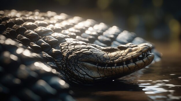 Zdjęcie ilustracja przedstawiająca krokodyla w strumieniu