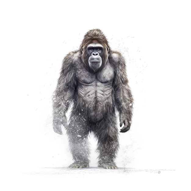 Ilustracja przedstawiająca małpę stojącą przed białym tłem Generative AI