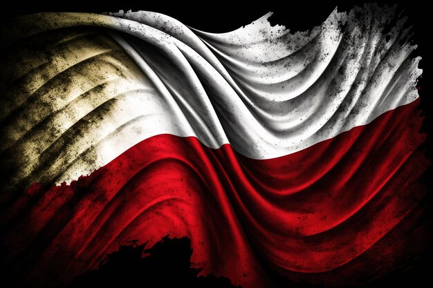 Zdjęcie ilustracja przedstawiająca polską flagę powiewającą na wietrze w stylu vintage