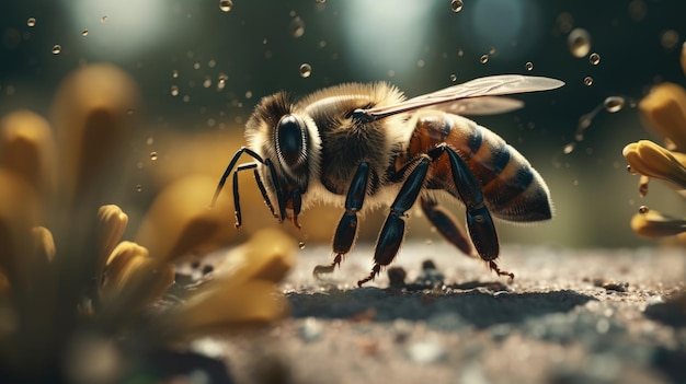 Ilustracja przedstawiająca pszczoły widziane z bliska