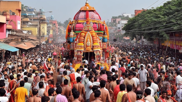 Ilustracja przedstawiająca Ratha Yatra generatywną Ai