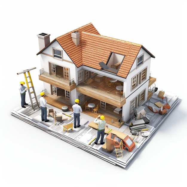ilustracja przedstawiająca renderowanie 3D budynku przez inspekcję budowlaną