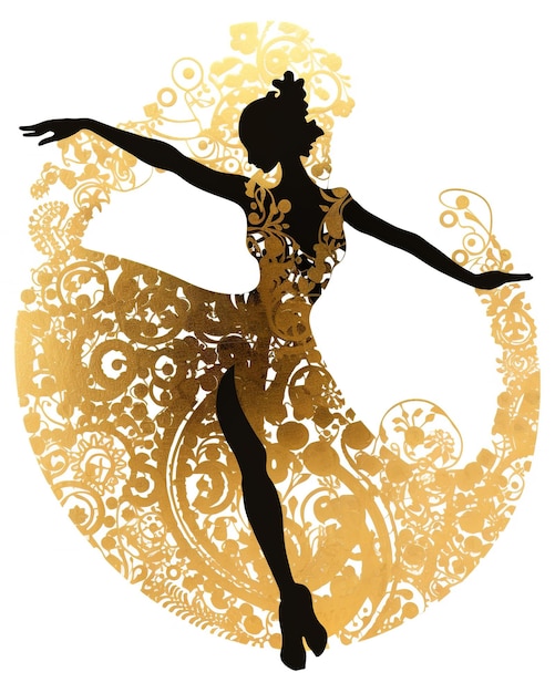 Zdjęcie ilustracja przedstawiająca silouette tańczącej kobiety