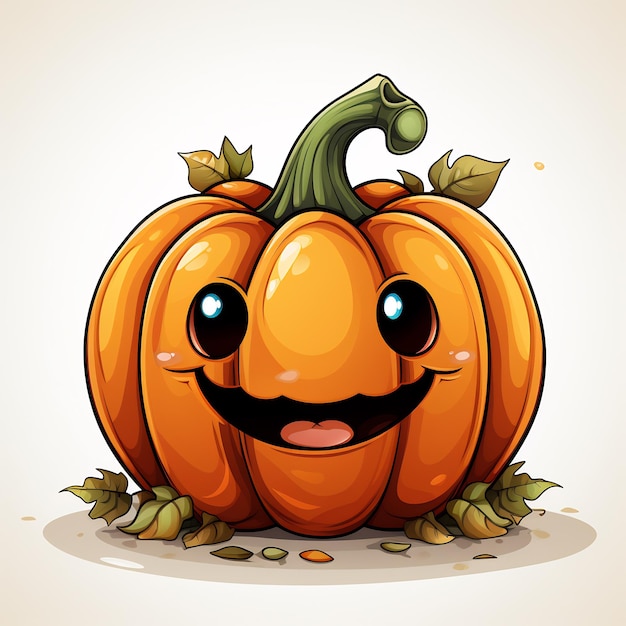 Ilustracja przedstawiająca śliczną dynię halloweenową clipart na białym tle kolorowym