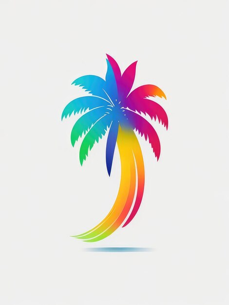 Ilustracja przedstawiająca tętniącą życiem i tropikalną palmę na czystym białym tle, stworzona przy użyciu technologii Generative AI