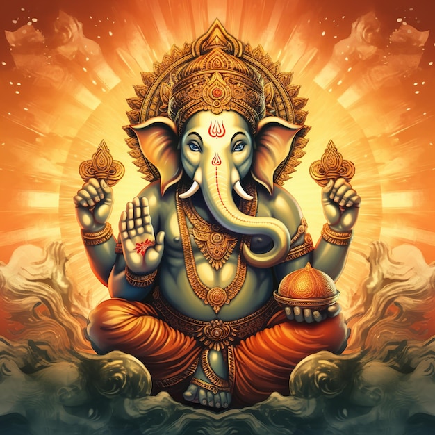 Zdjęcie ilustracja przedstawiająca tło ganeśy na festiwalu happy ganesh chaturthi w indiach generative ai