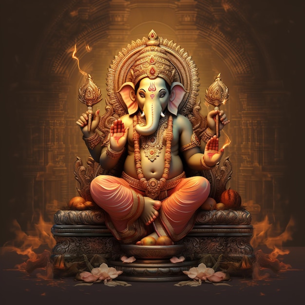 Zdjęcie ilustracja przedstawiająca tło ganeśy na festiwalu happy ganesh chaturthi w indiach generative ai