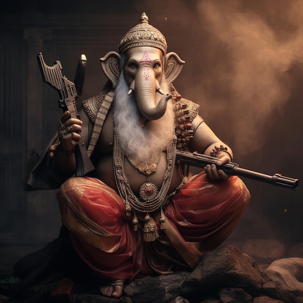 Zdjęcie ilustracja przedstawiająca tło ganeśy na festiwalu happy ganesh chaturthi w indiach generative ai