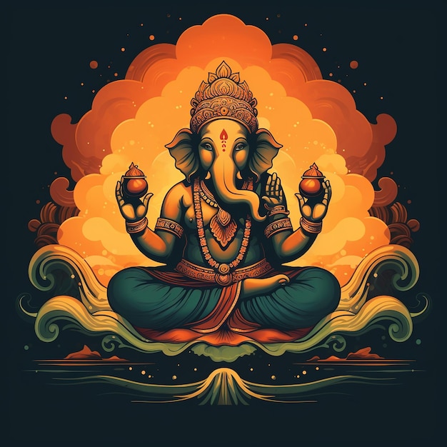 Zdjęcie ilustracja przedstawiająca tło ganeśy na festiwalu happy ganesh chaturthi w indiach generative ai