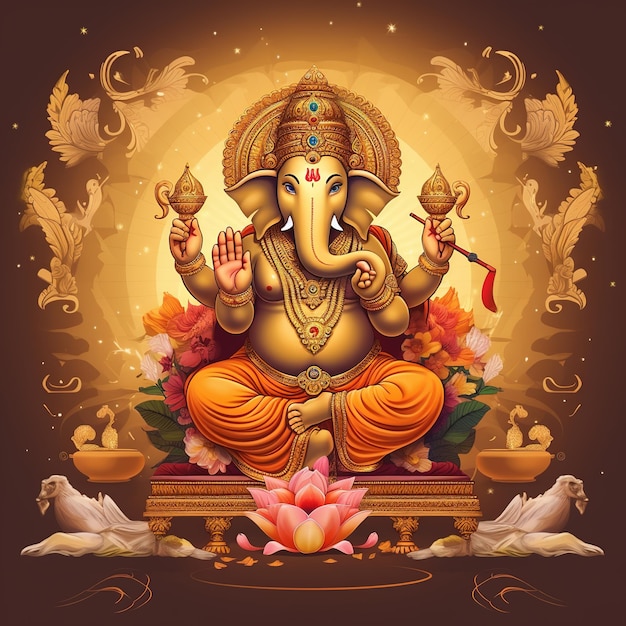 Zdjęcie ilustracja przedstawiająca tło ganeśy na festiwalu happy ganesh chaturthi w indiach generative ai