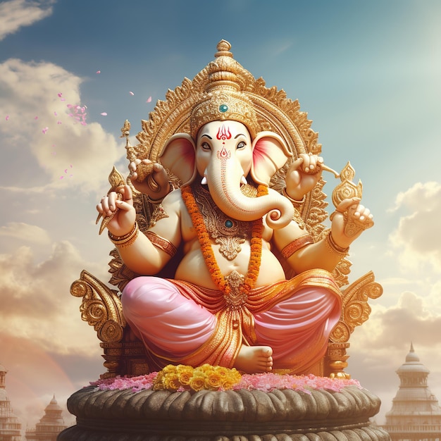 Zdjęcie ilustracja przedstawiająca tło ganeśy na festiwalu happy ganesh chaturthi w indiach generative ai