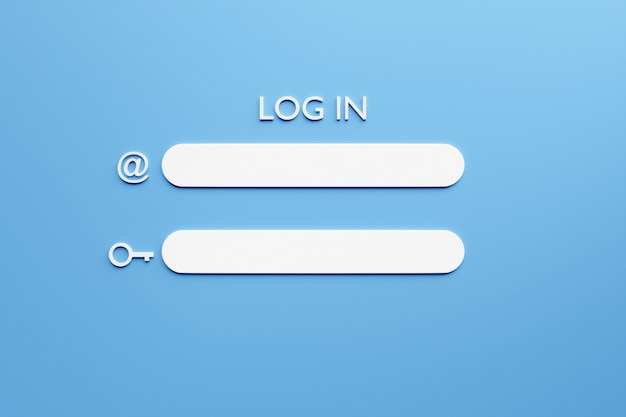 Ilustracja Przedstawiająca Trójwymiarową Stronę Strony Internetowej Z Polami Do Wpisania Nazwy Użytkownika I Hasła