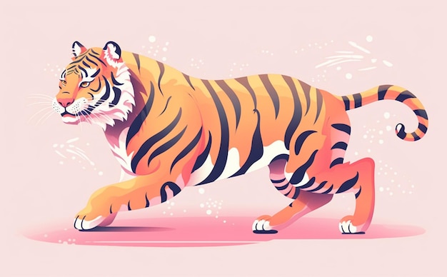Ilustracja przedstawiająca tygrysa z białym i czarnym ogonem.