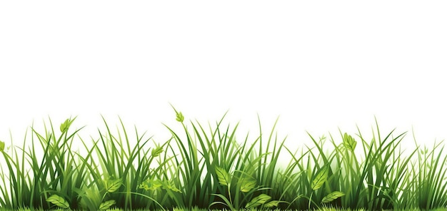 Ilustracja przedstawiająca zieloną trawę na białym tle Generatywne AI