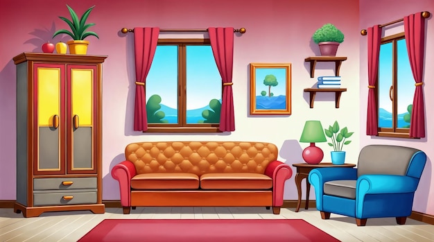 Ilustracja przytulnego salonu