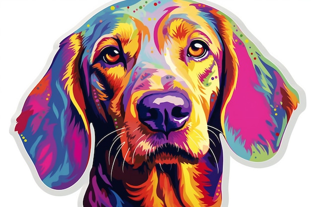 Ilustracja psa Retriever z kolorowym tłem