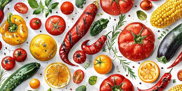 Ilustracja pysznych warzyw grillowanych