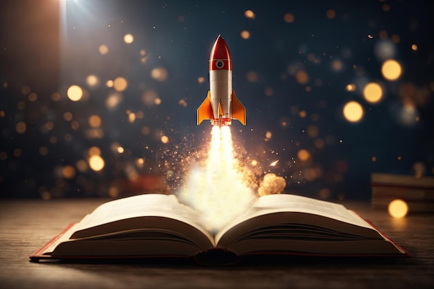 Ilustracja rakiety startującej z książki edukacji ai generatywnej