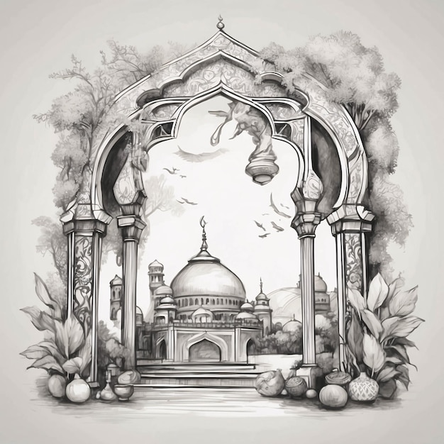 Ilustracja Ramadanu Kareem Islamski Festiwal Eid Banner Design Ilustracji