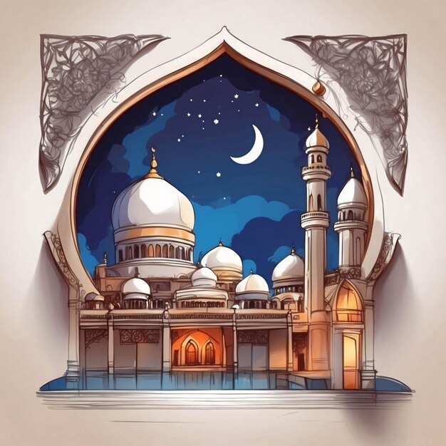 Zdjęcie ilustracja ramadanu kareem islamski festiwal eid banner design ilustracji