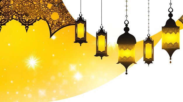 Ilustracja Ramadanu w żółtym tle