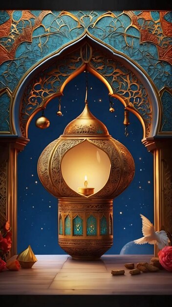 Ilustracja Ramadhan Kareem Islamski festiwal Eid Banner Design Ilustracji