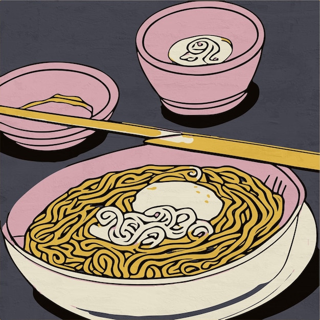 Ilustracja Ramen Zupa Japonia Food Lover Art