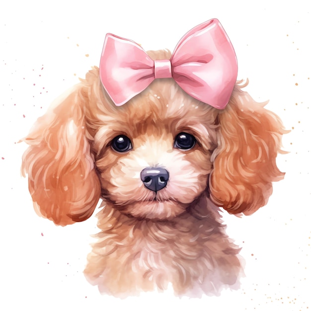 ilustracja rasy słodkiego psa pudla akwarelowego