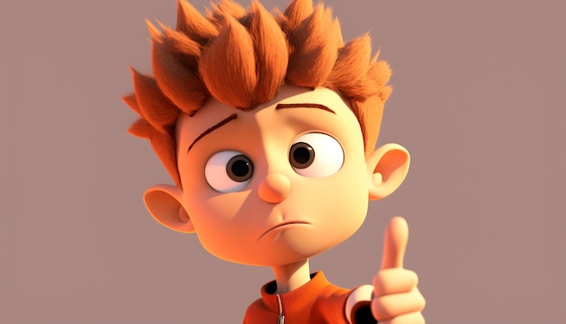 Ilustracja renderowania 3D Chłopiec postać z kreskówki Generative AI