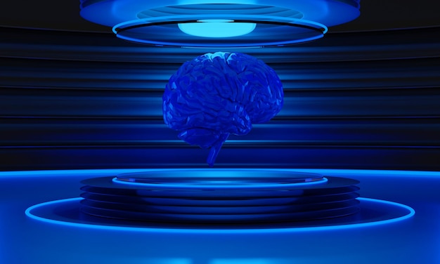 Ilustracja renderowania 3D ludzkiego mózgu, opieki zdrowotnej komórki neuronowej, nauki i badań