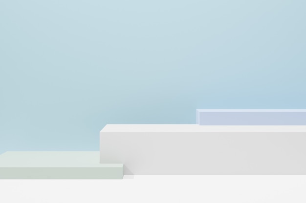 ilustracja renderowania 3D. Pastelowy niebieski zielony blok podium w abstrakcyjnej niebieskiej kompozycji.