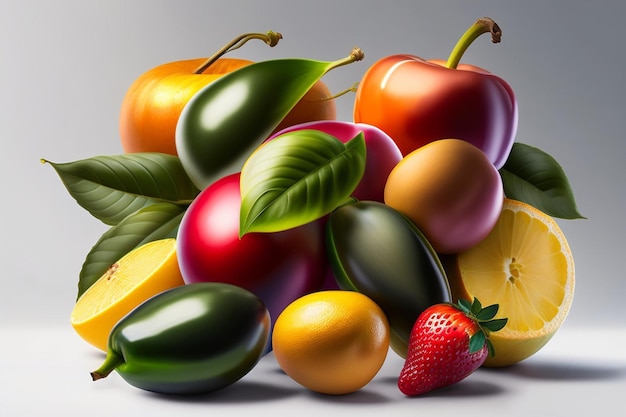 Zdjęcie ilustracja renderowania 3d świeżych owoców