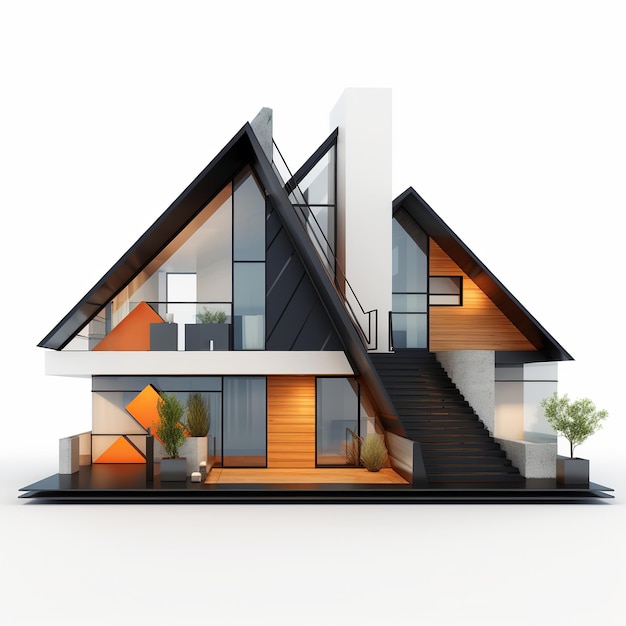 ilustracja renderowania geometrycznego 3D domu z geom