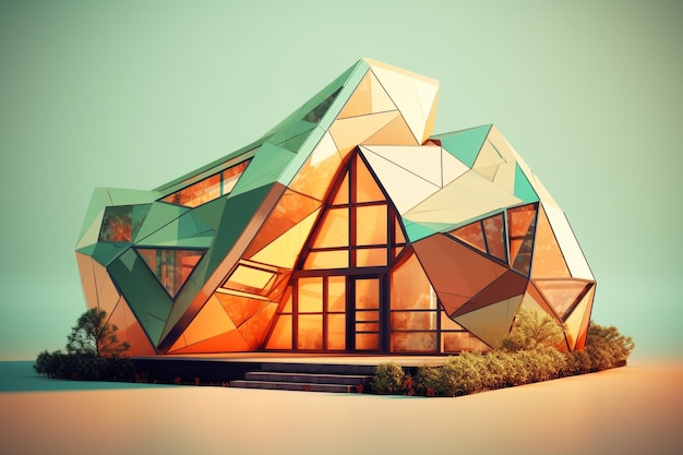 Ilustracja Renderowanie 3D Low Poly Art Zrównoważony rozwój i środowisko xA