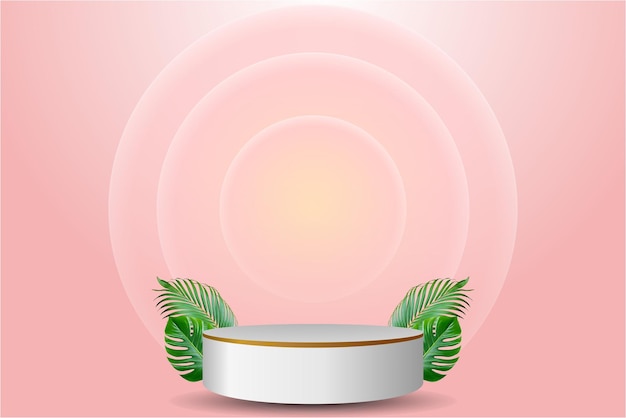 ilustracja Renderowanie 3D podium z miękkim różowym tłem