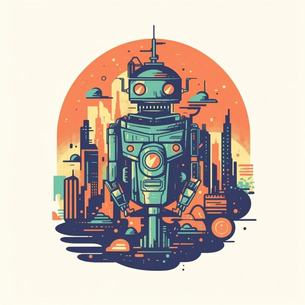 ilustracja robota z miastem w tle generatywnej ai