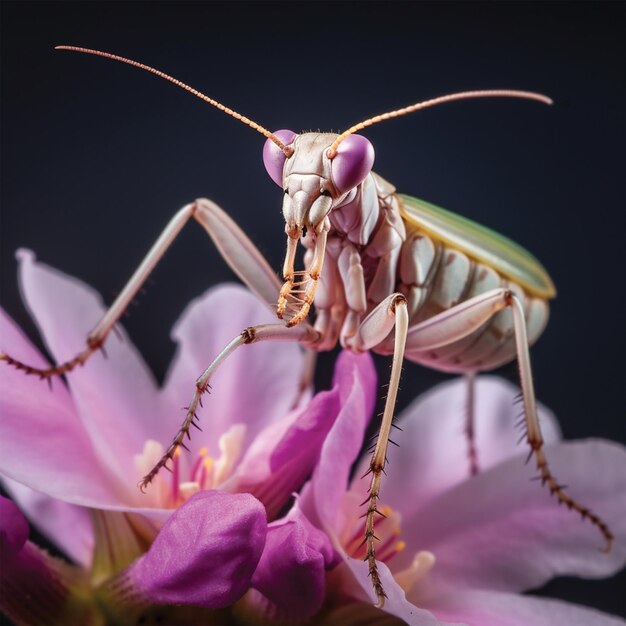 Ilustracja rośliny orchidei z owadem siedzącym na niej