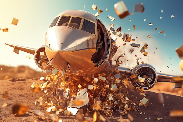 Ilustracja rozbitego samolotu