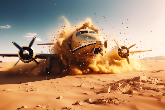 Ilustracja rozbitego samolotu