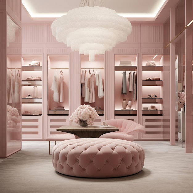 ilustracja Różowa damska garderoba w ciągu dnia luksusowa