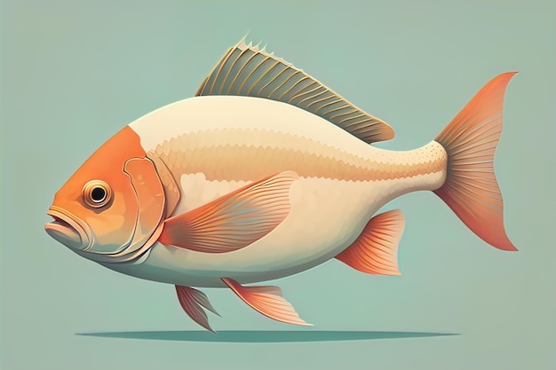 Ilustracja ryby na niebieskim tle ilustracja wektorowa ai generatywna