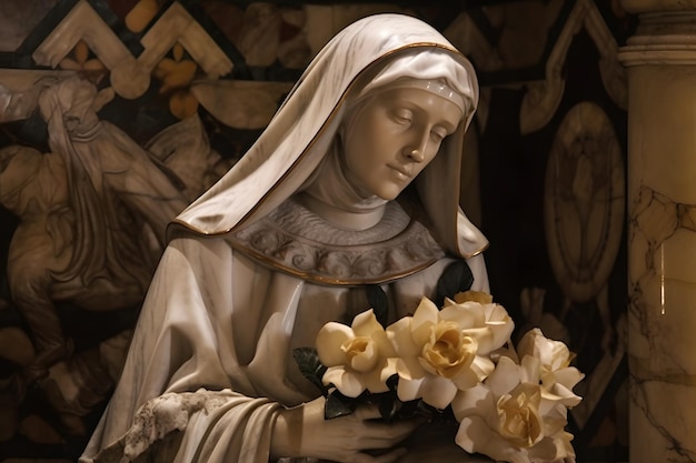 Ilustracja rzeźby Świętej Katarzyny ze Sieny Generative Ai St Catherine jest znaną katolicką świętą