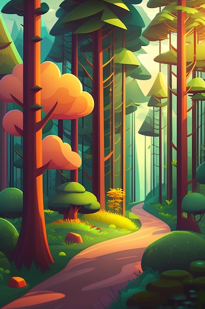 ilustracja sceny leśnej
