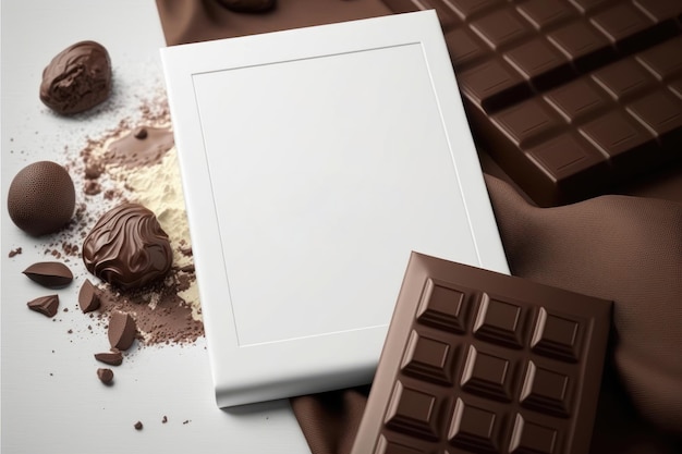 Ilustracja sceny makiety z elementami czekolady i brandingu Generowanie sztucznej inteligencji