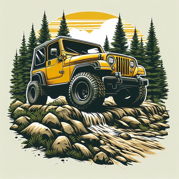 ilustracja sceny przygody offroad