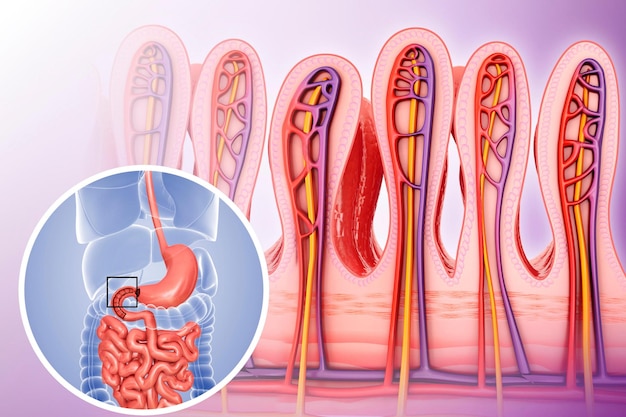 Zdjęcie ilustracja ściany jelita cienkiego