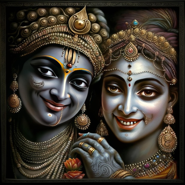 Ilustracja Shree Krishna i Radha Generatywna ai