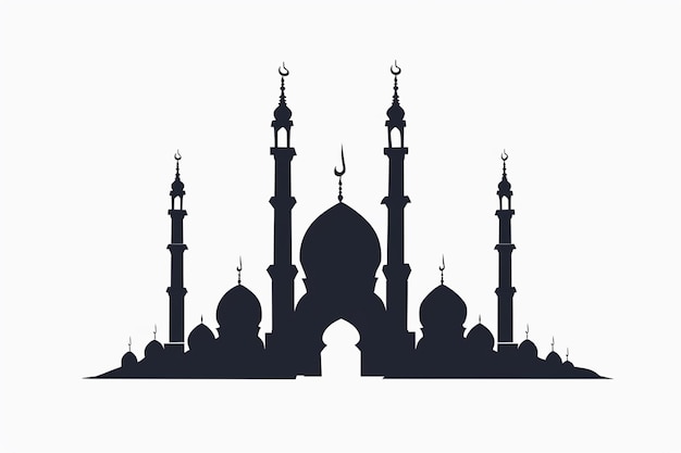 Ilustracja siluety muzułmańskiego meczetu Islamski Ramadhan