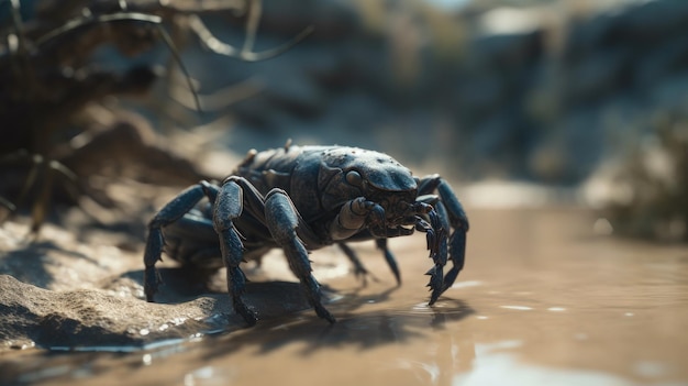 Ilustracja skorpiona w środku lasu